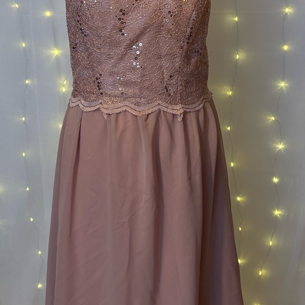 Gallery Strapless Blush Sequin Dress